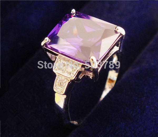 Purple Square Cubic Zirconia Romantic Ring